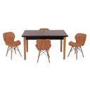 Ver imagem 1 de Conjunto Mesa de Jantar Juliette Preta 135cm com 4 Cadeiras Slim - Marrom