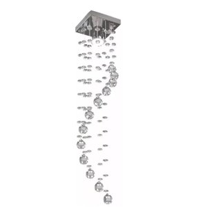 Luminária De Cristal Com 75cm, Com Base De Inox 14x14cm, Para Sala de Estar