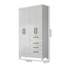 Guarda Roupa Solteiro 4 Portas 4 Gavetas Branco Azul Flex Silver Shop JM - 4