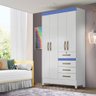 Guarda Roupa Solteiro 4 Portas 4 Gavetas Branco Azul Flex Silver Shop JM - 1