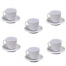 6 Xícaras Caneca com Pires Branco Kit Melamina 200ml Atacado - 1