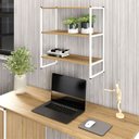 Ver imagem 2 de Prateleira de Parede Escritório Tripla 63cm X 66cm Industrial Executive Marrom Macadâmia/Branco