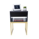 Ver imagem 5 de Kit 2 Mesas Cabeceira Industrial 40cm Preto Gaveta Superior Eco Base Metal Dourado Lateral Cama