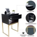 Ver imagem 3 de Kit 2 Mesas Cabeceira Industrial 40cm Preto Gaveta Superior Eco Base Metal Dourado Lateral Cama