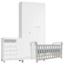 Ver imagem 1 de Quarto de Bebê 3 Portas Ternura Baby com Berço Lara Branco Brilho - Incorplac