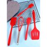 Kit 5 Utensílios de Cozinha de Silicone com Fue - Vermelho - 3