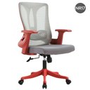 Ver imagem 2 de Cadeira Escritório Nr-17 Giratória Diretor Blm768d Blume Vermelha Tela Mesh Cinza Base Rodizio