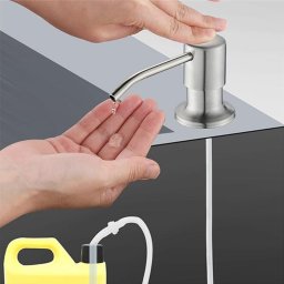 Dispenser Sabao Detergente Sabonete Liquido Mangueira Pia Cozinha Banheiro Embutir Suporte Dosador H - 2