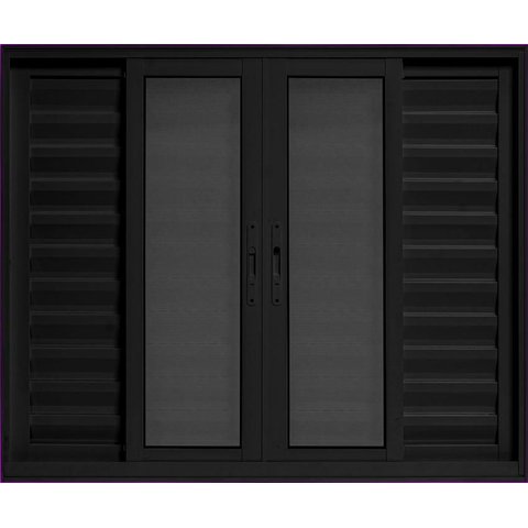 Janela de Correr Alumínio Preto 06 Folhas Veneziana Maxx - 100x200