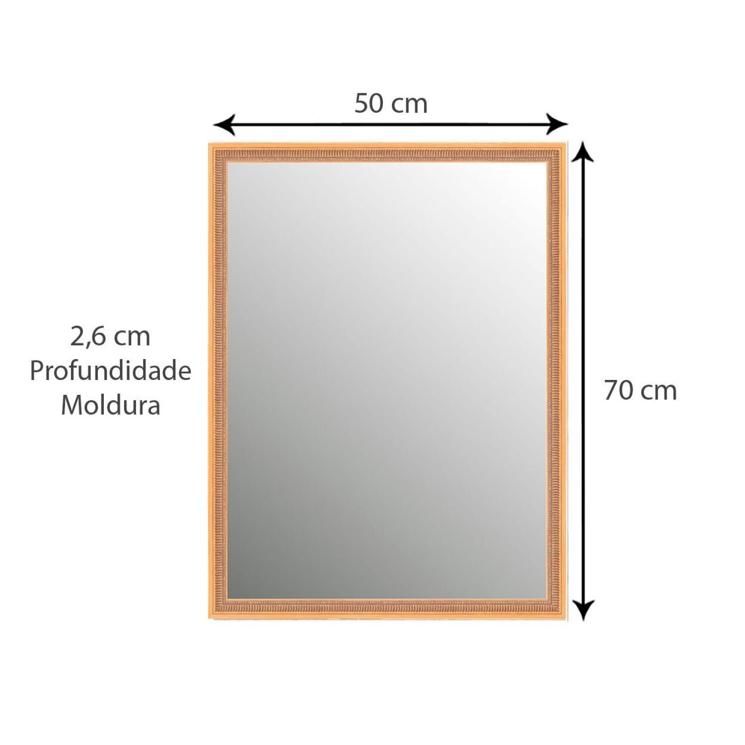 Espelho Decorativo Retangular com Moldura 70cmx50 cm Decore Pronto - 5