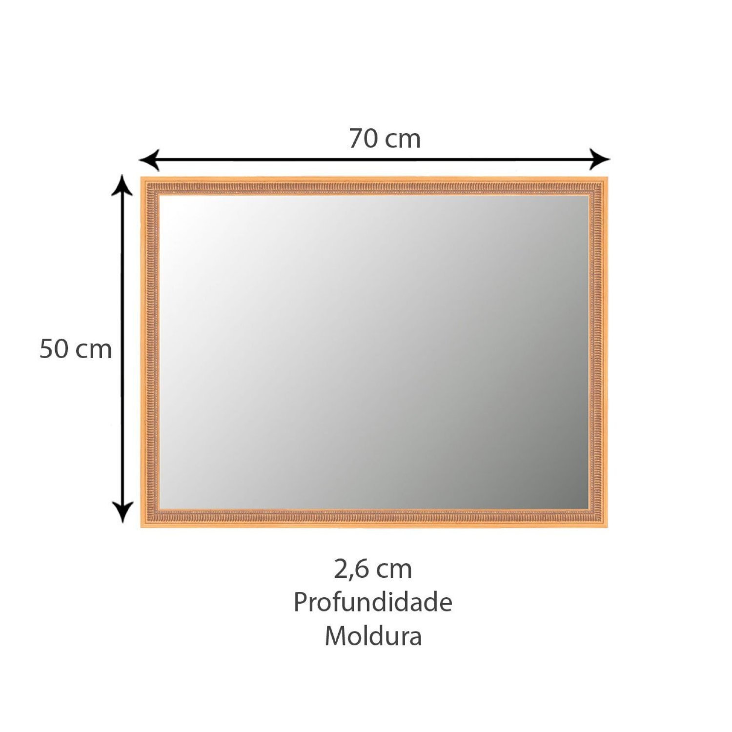 Espelho Decorativo Retangular com Moldura 70cmx50 cm Decore Pronto - 6