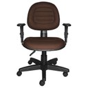 Ver imagem 2 de Cadeira Escritório Giratória Diretor Back System Braço Regulável Executiva Metal Preto/Marrom