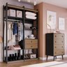 Guarda Roupa Aberto Closet 1 Cabideiro 2 Gavetas com Cômoda 4 Gavetas Wood  - 1
