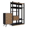Guarda Roupa Aberto Closet 1 Cabideiro 2 Gavetas com Cômoda 4 Gavetas Wood  - 2