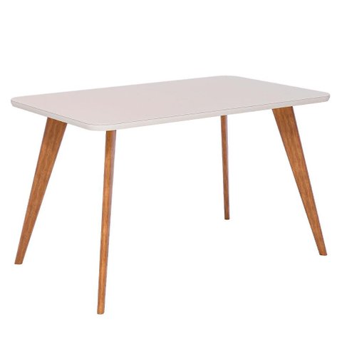 Mesa Jantar Retangular 1,30 com Vidro Acerola Madeira/off White