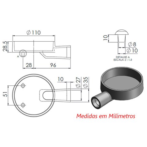 Queimador Simples Fogão Industrial de Ferro Fundido N01 11cm
