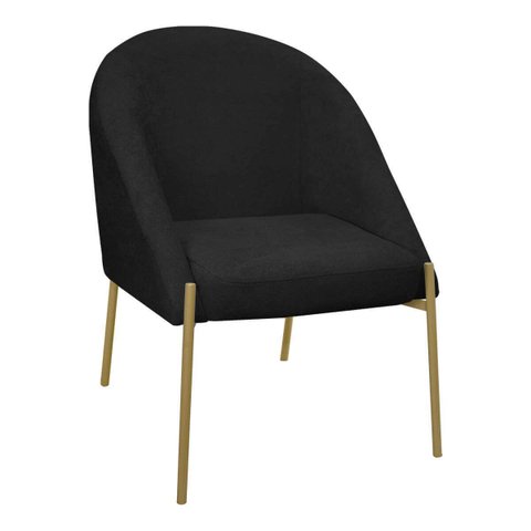 Banqueta Poltrona Lua Pé Metal Bouclê Ideal para Sala Penteadeira ou Salão:preto