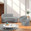 Ver imagem 1 de Kit Divã Recamier Orgânico Marrocos 180cm Lado Direito e 2 Poltronas Amore Bouclé Cinza