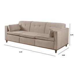 Sofá 3 Lugares em Linho 210cm Bavos Yescasa - 3 Sofá 3 Lugares em Linho 210cm Bavos Yescasa - 3