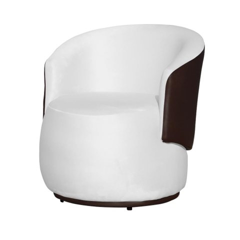 Poltrona Organica Recepção para Sala Aisha Corano Marrom e Veludo Branco - Incasa Decor