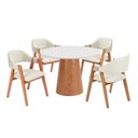 Ver imagem 2 de Conjunto Mesa Íris Redonda e 4 Cadeiras Serena Estofadas Madeira Maciça Espresso Móveis
