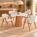 Ver imagem 1 de Conjunto Mesa Íris Redonda e 4 Cadeiras Serena Estofadas Madeira Maciça Espresso Móveis