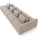 Ver imagem 2 de Sofá Ilha com Puff para Sala Living 505cm Amber M03 Veludo Bege - Lyam Decor
