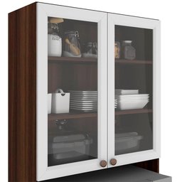 Paneleiro 4 Portas 213 cm Vidro Estilo Americano Nogueira Branco Unna Poliman - 3