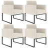 Kit 4 Poltronas Decorativas Sala e Recepção Base Fixa Metal Helô L02 Linho Champanhe - Lyam - 1