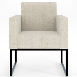 Kit 4 Poltronas Decorativas Sala e Recepção Base Fixa Metal Helô L02 Linho Champanhe - Lyam - 8