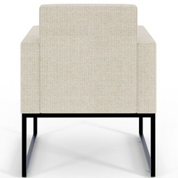 Kit 4 Poltronas Decorativas Sala e Recepção Base Fixa Metal Helô L02 Linho Champanhe - Lyam - 3