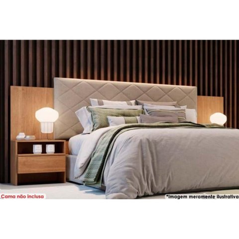 Painel Cama Box Madeirado Freijo Cumaru Casal Everest Plus 2 Mesas C/ 2 Gavetas Freijo Cumaru - Novo