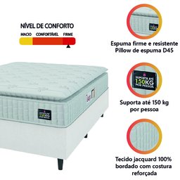 Cama Box Casal Queen Colchão Espuma D45 Lazio Pillow Top Branco Hellen - 5