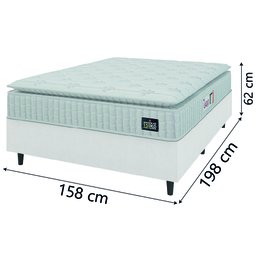 Cama Box Casal Queen Colchão Espuma D45 Lazio Pillow Top Branco Hellen - 4