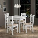 Ver imagem 2 de Mesa Quadrada 4 Lugares em Madeira Maciça Mv Branco