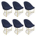 Ver imagem 1 de Kit 06 Cadeiras Poltrona de Jantar Bela Veludo Base Metálica Industrial Dourado - Pallazio
