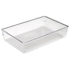 Cesta Organizadora Gaveta Armário MULTIUSO 1,5 Litros 23×15,3×5,6 cm CRISTAL 1583 PLASVALE