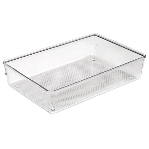 Cesta Organizadora Gaveta Armário MULTIUSO 1,5 Litros 23×15,3×5,6 cm CRISTAL 1583 PLASVALE