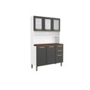 Ver imagem 1 de Cozinha Compacta Bella C/ 6 Portas (3 C/ Vidro) e 2 Gavetas 120cm Grafite - Bertolini