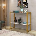 Ver imagem 2 de Aparador Ísis Industrial com Prateleira Mdf e Ferro Elegante - Dourado/off-white