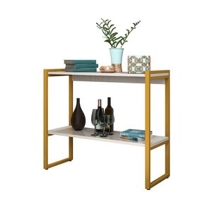 Aparador Ísis Industrial com Prateleira Mdf e Ferro Elegante - Dourado/off-white