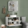 Kit Gabinete Banheiro Rubi 80cm - Gabinete + Cuba + Espelheira - Branco Inteiro - 2