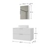 Kit Gabinete Banheiro Rubi 80cm - Gabinete + Cuba + Espelheira - Branco Inteiro - 4