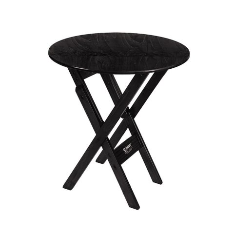Mesa Redonda 68cm Diametro Dobravel Madeira Jantar Cozinha Preto
