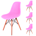 Ver imagem 1 de Kit 4 Cadeiras Design Charles Eames Eiffel Furadinha Rosa
