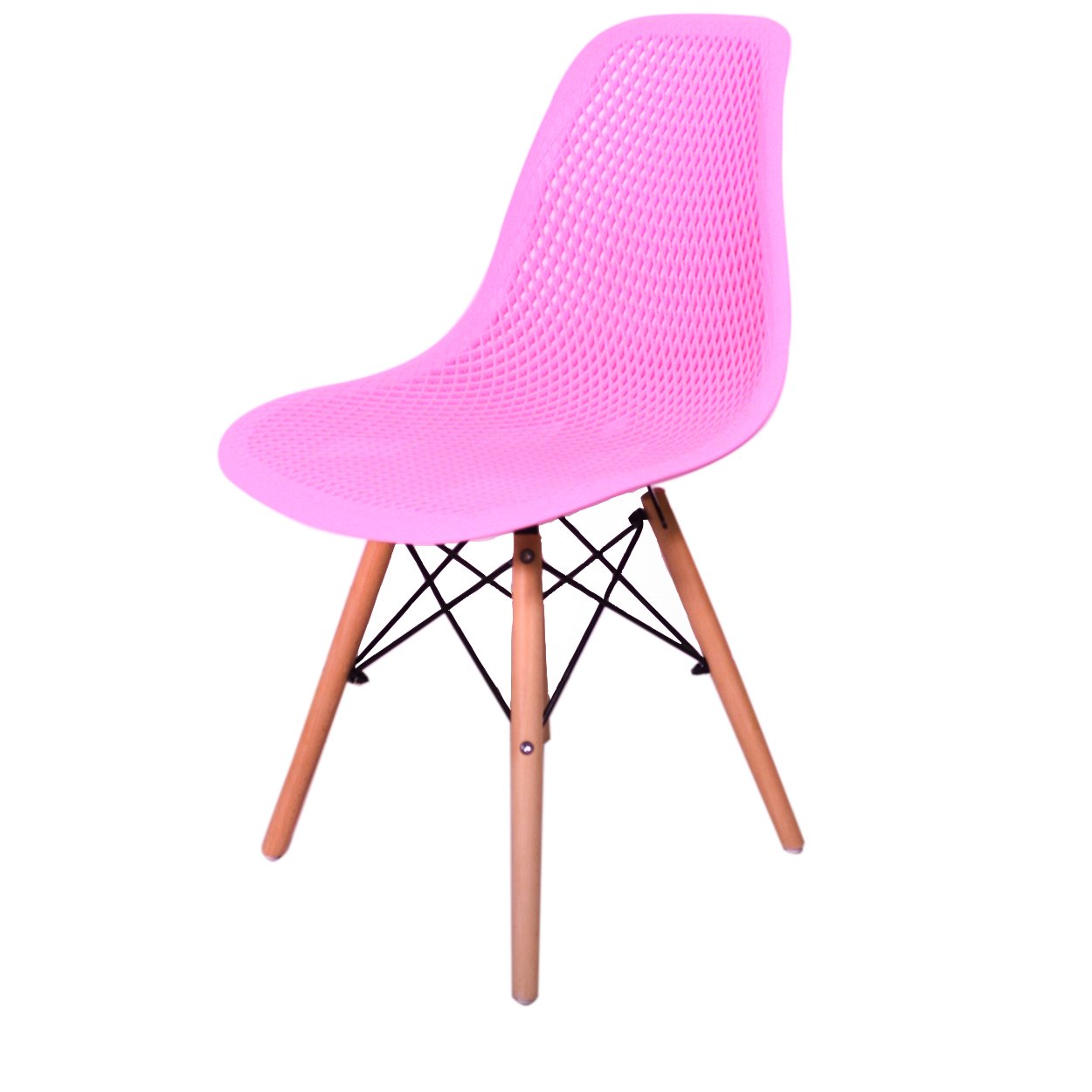 Kit 4 Cadeiras Design Charles Eames Eiffel Furadinha Rosa - 3