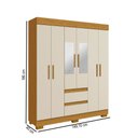 Ver imagem 4 de Guarda-Roupa Casal Maya 6 Portas 2 Gavetas com Espelho Off White/Cinamomo - ACP Móveis