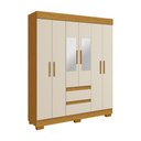 Ver imagem 2 de Guarda-Roupa Casal Maya 6 Portas 2 Gavetas com Espelho Off White/Cinamomo - ACP Móveis