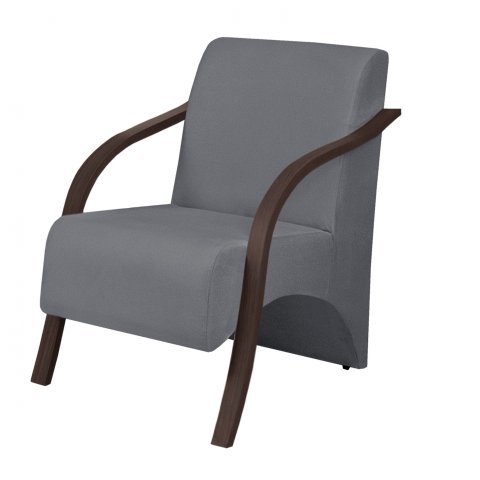 Poltrona Decorativa de 1 Lugar Vênus Braço Madeira D Salla Suede Grafite