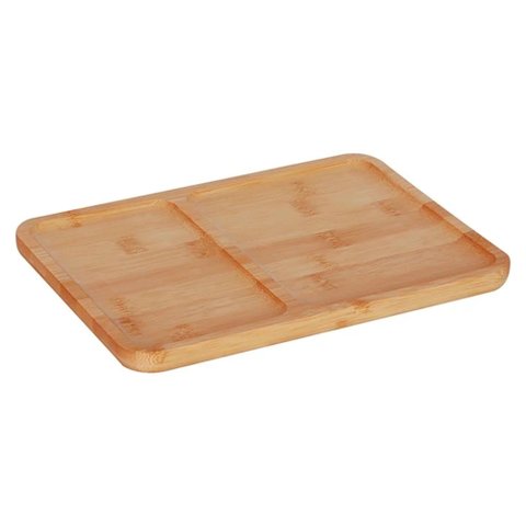 Petisqueira Tábua Bambu 25,5x18cm Retangular 2 Partições